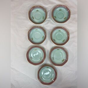 Adams Calyx Ware Lowestoft Ironstone 7 tea saucers Vintage